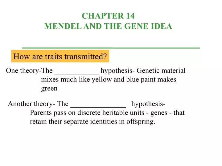 chapter 14 mendel and the gene idea