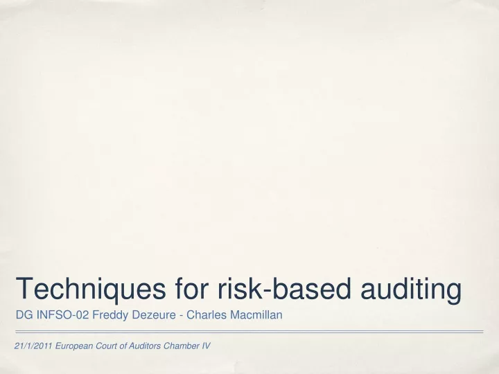 techniques for risk based auditing