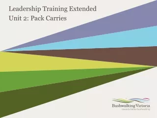 Leadership  Training Extended Unit 2: Pack Carries