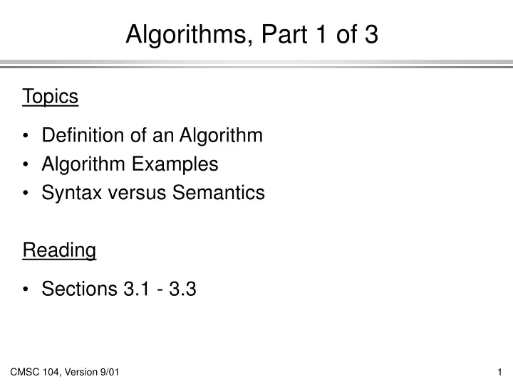 algorithms part 1 of 3