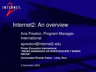 Internet2: An overview
