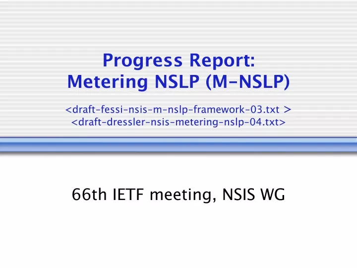 progress report metering nslp m nslp