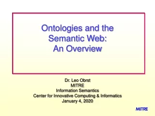 Ontologies and the  Semantic Web:  An Overview