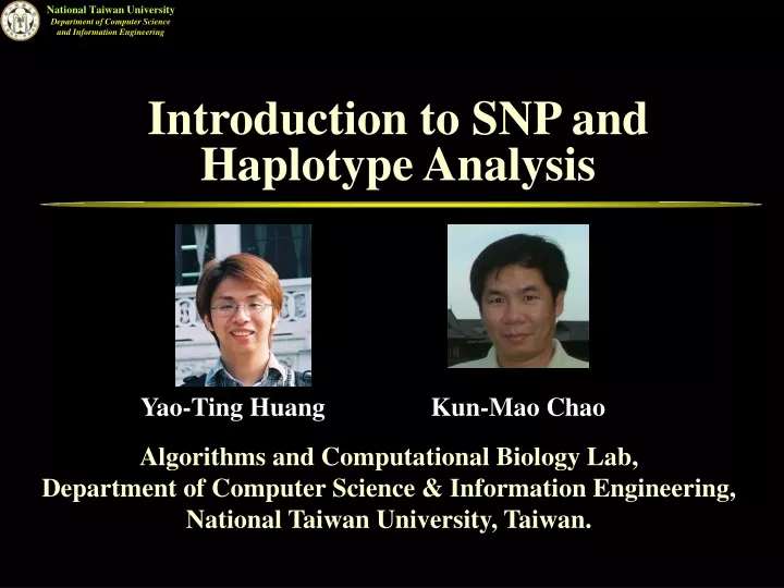 introduction to snp and haplotype analysis