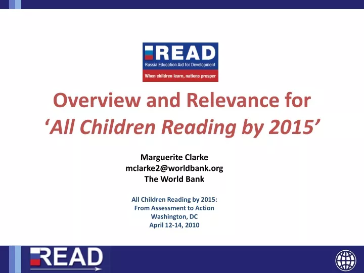 read overview and relevance for all children reading by 2015