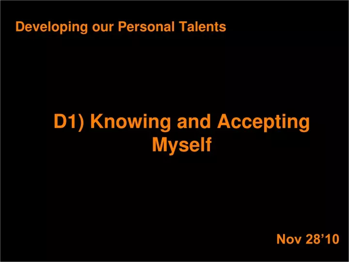 developing our personal talents