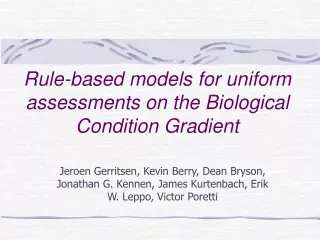 Rule-based models for uniform assessments on the Biological Condition Gradient