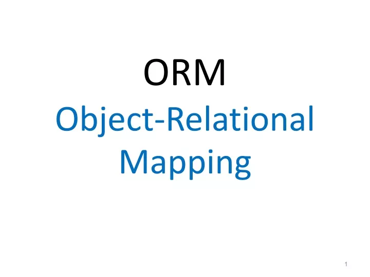 orm object relational mapping