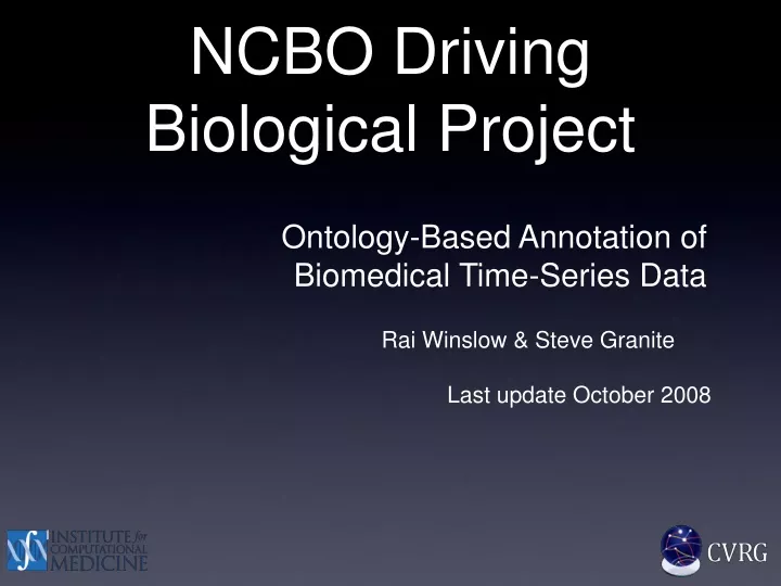 ncbo driving biological project