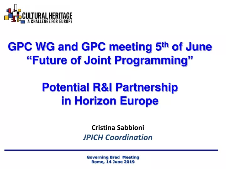 gpc wg and gpc meeting 5 th of june future