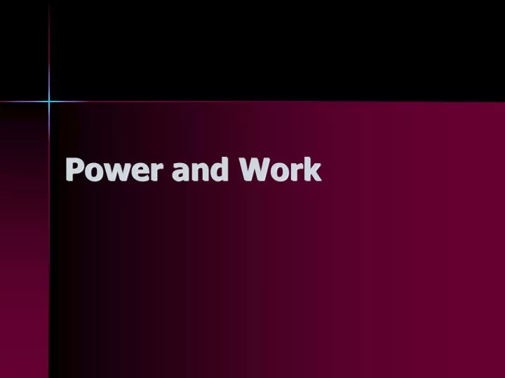 power and work