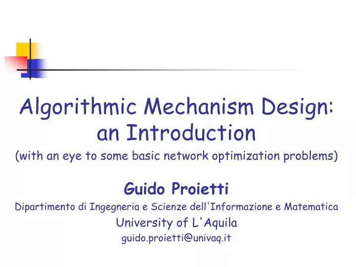 algorithmic mechanism design an introduction with