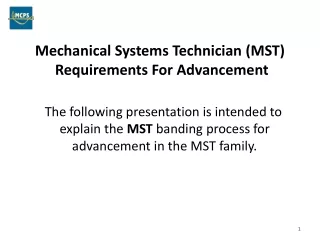 Mechanical Systems Technician (MST)  Requirements For Advancement