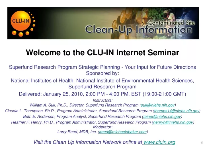 welcome to the clu in internet seminar