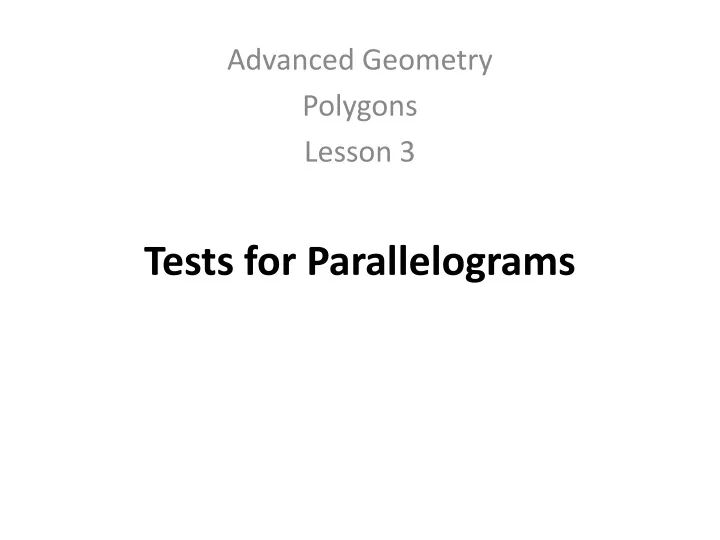 tests for parallelograms