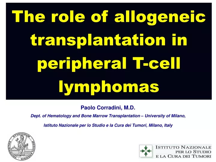 the role of allogeneic transplantation in peripheral t cell lymphomas
