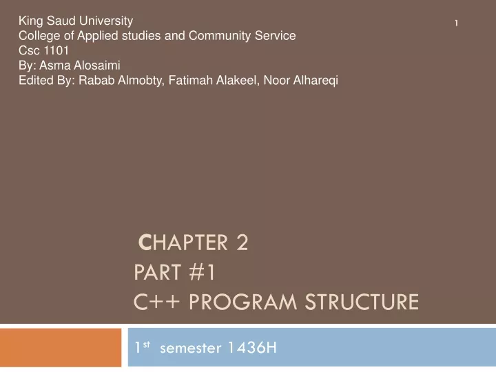 c hapter 2 part 1 c program structure