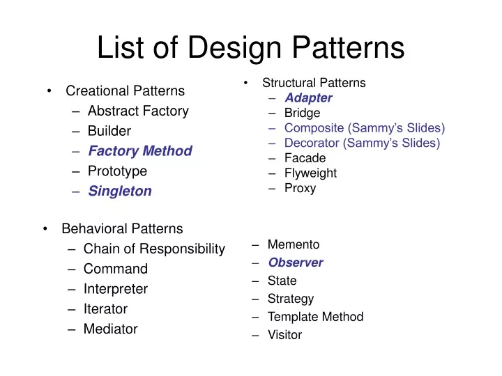 list of design patterns