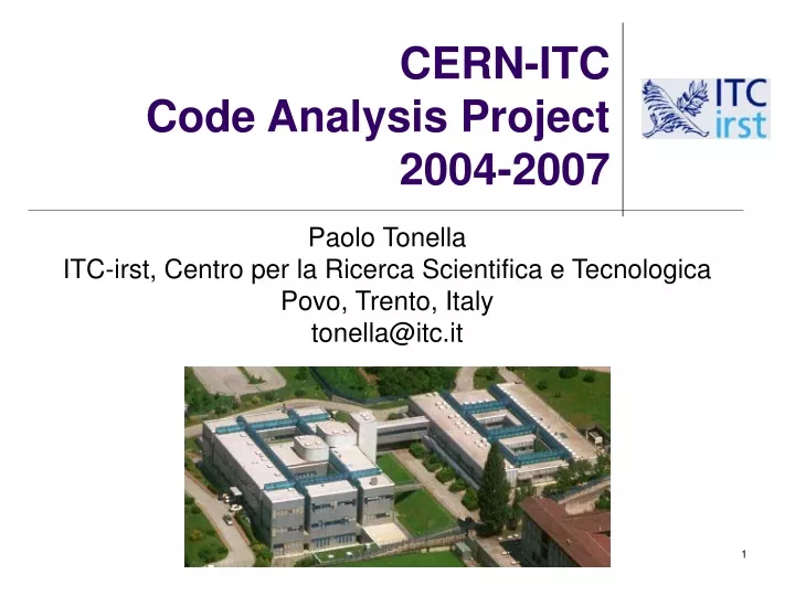 cern itc code analysis project 2004 2007
