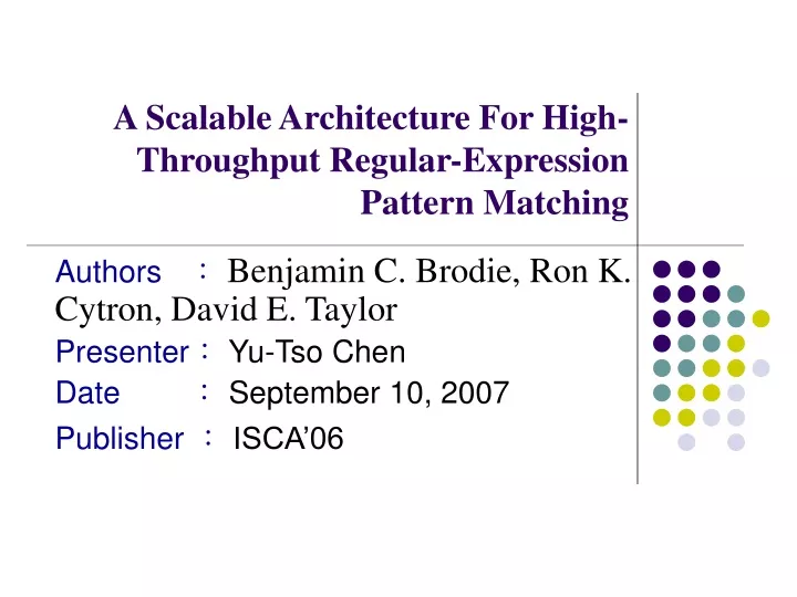 a scalable architecture for high throughput regular expression pattern matching