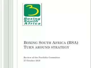 Boxing South Africa (BSA) Turn around strategy