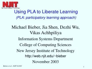 Using PLA to Liberate Learning (PLA: participatory learning approach)