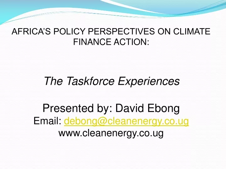 africa s policy perspectives on climate finance