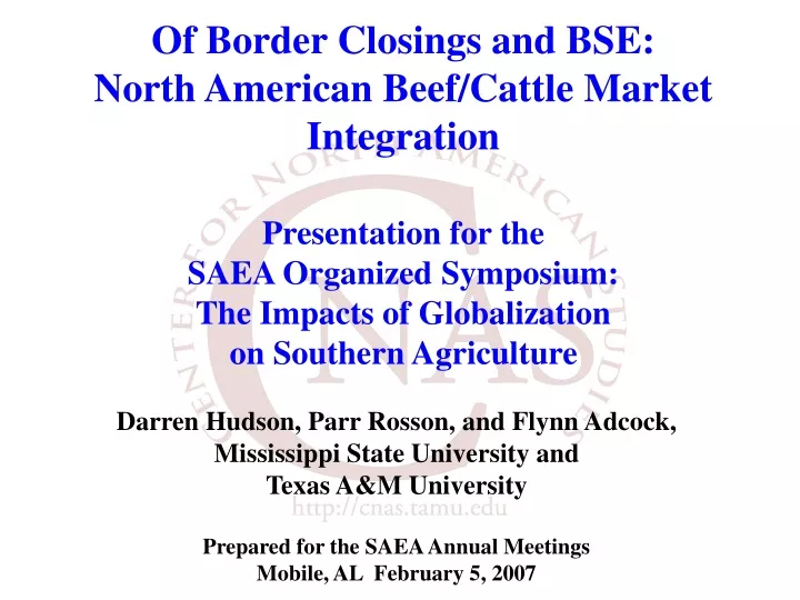 of border closings and bse north american beef