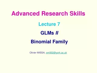 Lecture 7  GLMs  II Binomial Family