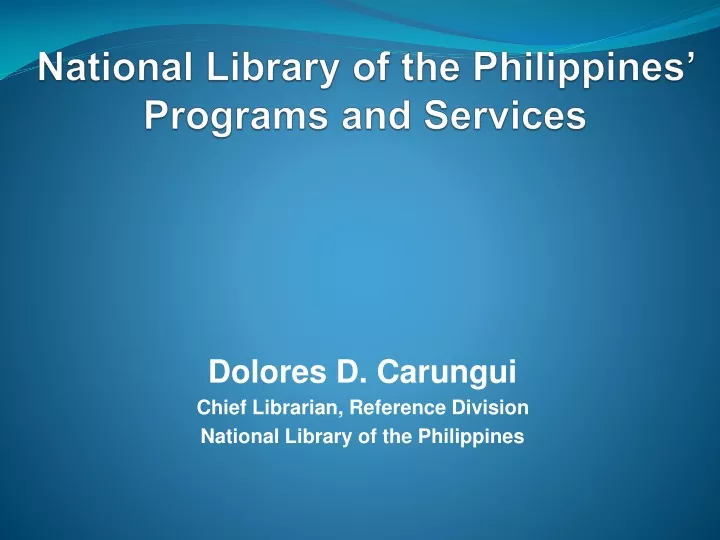 national library of the philippines programs and services