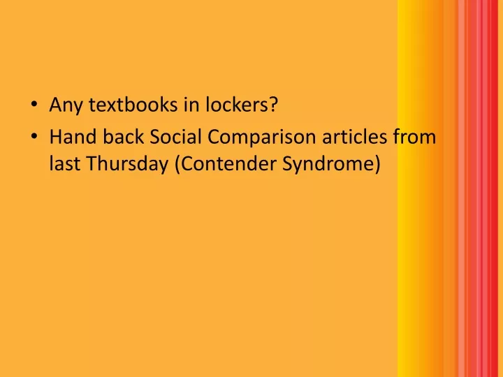 any textbooks in lockers hand back social