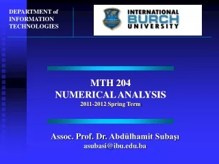 MTH 204  NUMERICAL ANALYSIS 20 11 -201 2 Spring Term