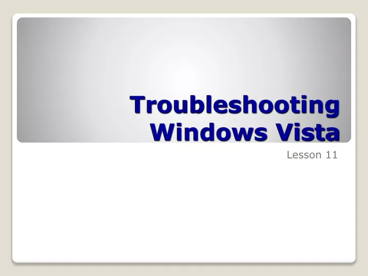 troubleshooting windows vista