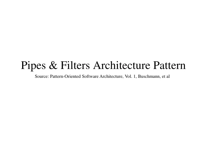 pipes filters architecture pattern