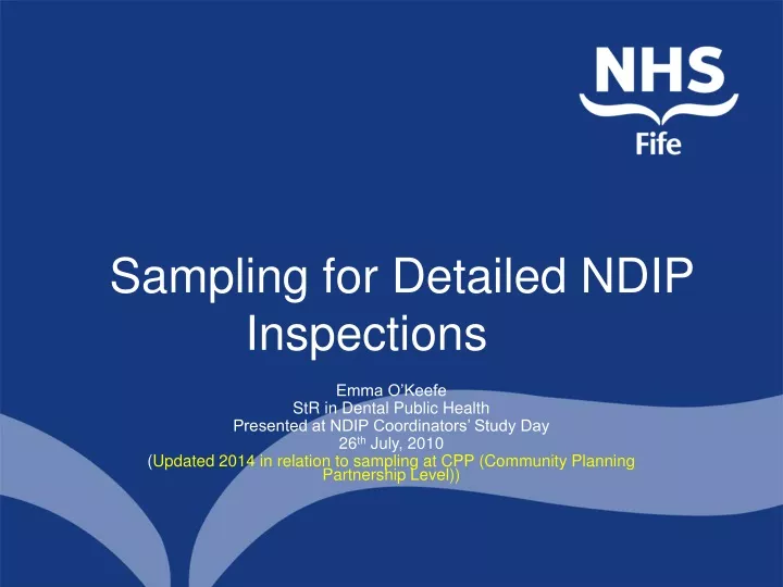 sampling for detailed ndip inspections