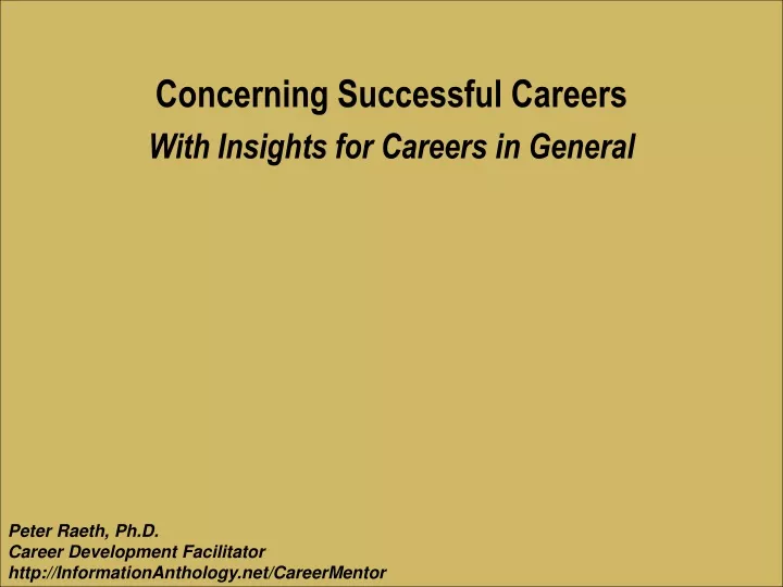 concerning successful careers with insights