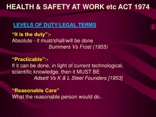HEALTH &amp; SAFETY AT WORK etc ACT 1974