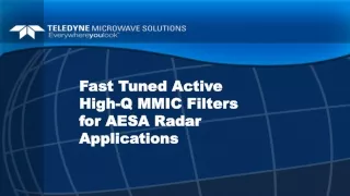 Fast Tuned Active High-Q MMIC Filters  for AESA Radar Applications