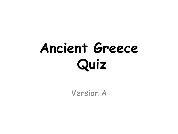 ancient greece quiz