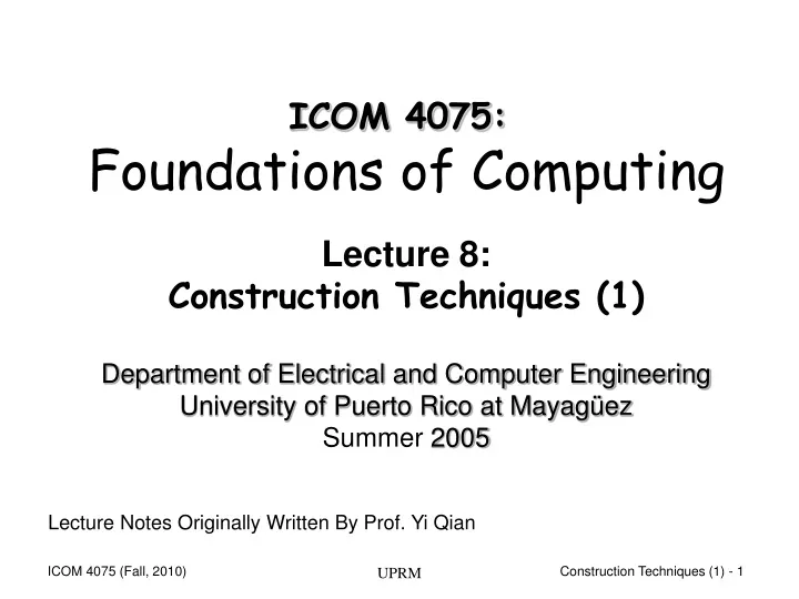 lecture 8 construction techniques 1