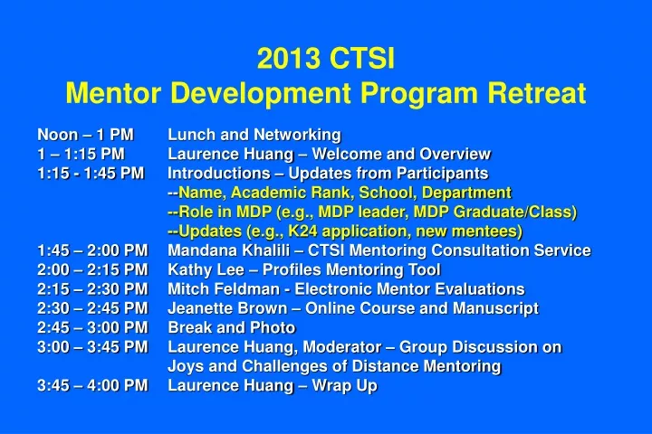 2013 ctsi mentor development program retreat