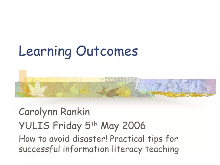 learning outcomes