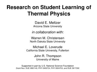 Research on Student Learning of Thermal Physics