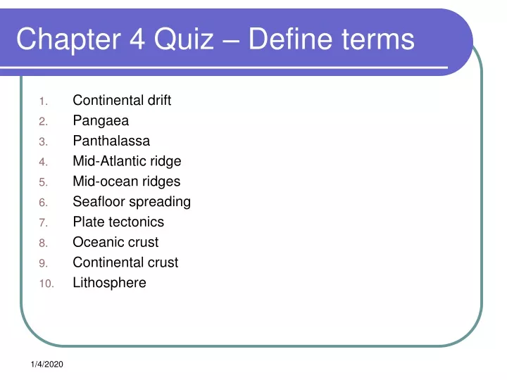 chapter 4 quiz define terms
