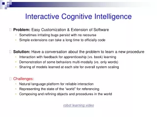 Interactive Cognitive Intelligence