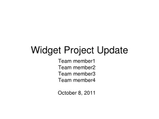 Widget Project Update