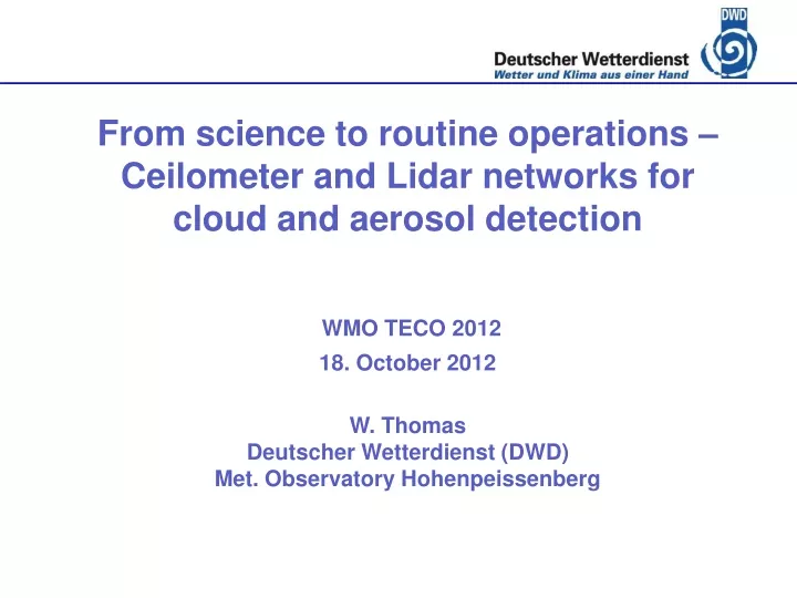 from science to routine operations ceilometer