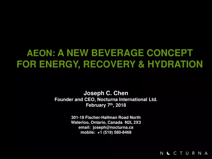 aeon a new beverage concept for energy recovery