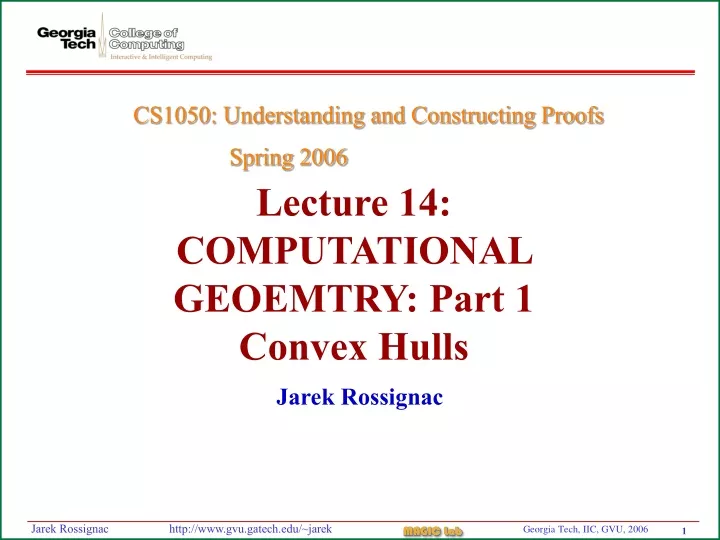 lecture 14 computational geoemtry part 1 convex hulls