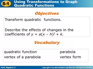Transform quadratic  functions.